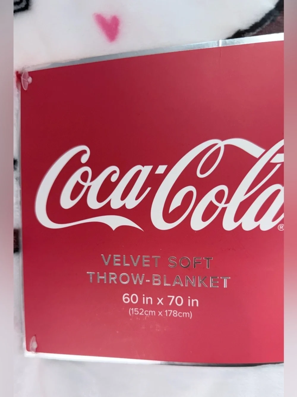 Coca Cola Velvet Plush Throw Blanket 60x70 Coke Bottle Hearts coke a cola New